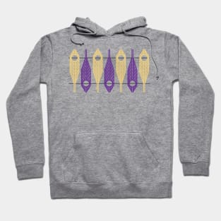 Geometric Feathers in Gold and Purple on White Hoodie